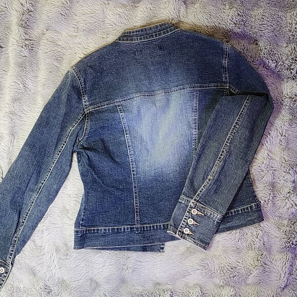 Womens Live a Little cropped denim jacket - Picture 5 of 7